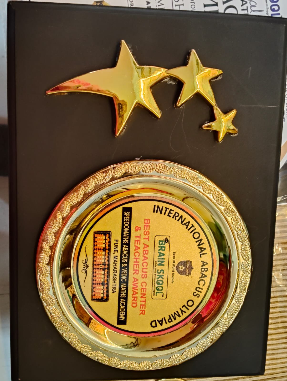 International Abacus Olympiad — Best Abacus Center & Teacher Award Trophy